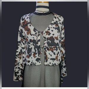 ONLY Cow Print Blouse with Tie Detail